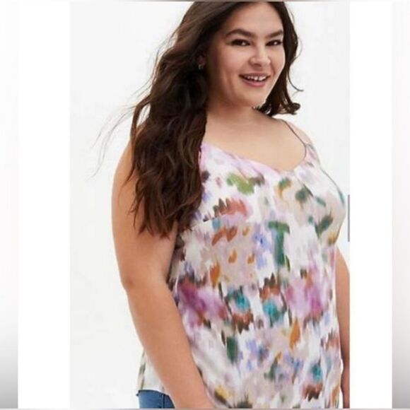 Torrid Ava White Floral Stretch Challis Cami Tank Top 2X 18 20 NWT Spring - Picture 1 of 5